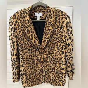 Vintage Saks Fifth Avenue 100% Silk Leopard Blazer